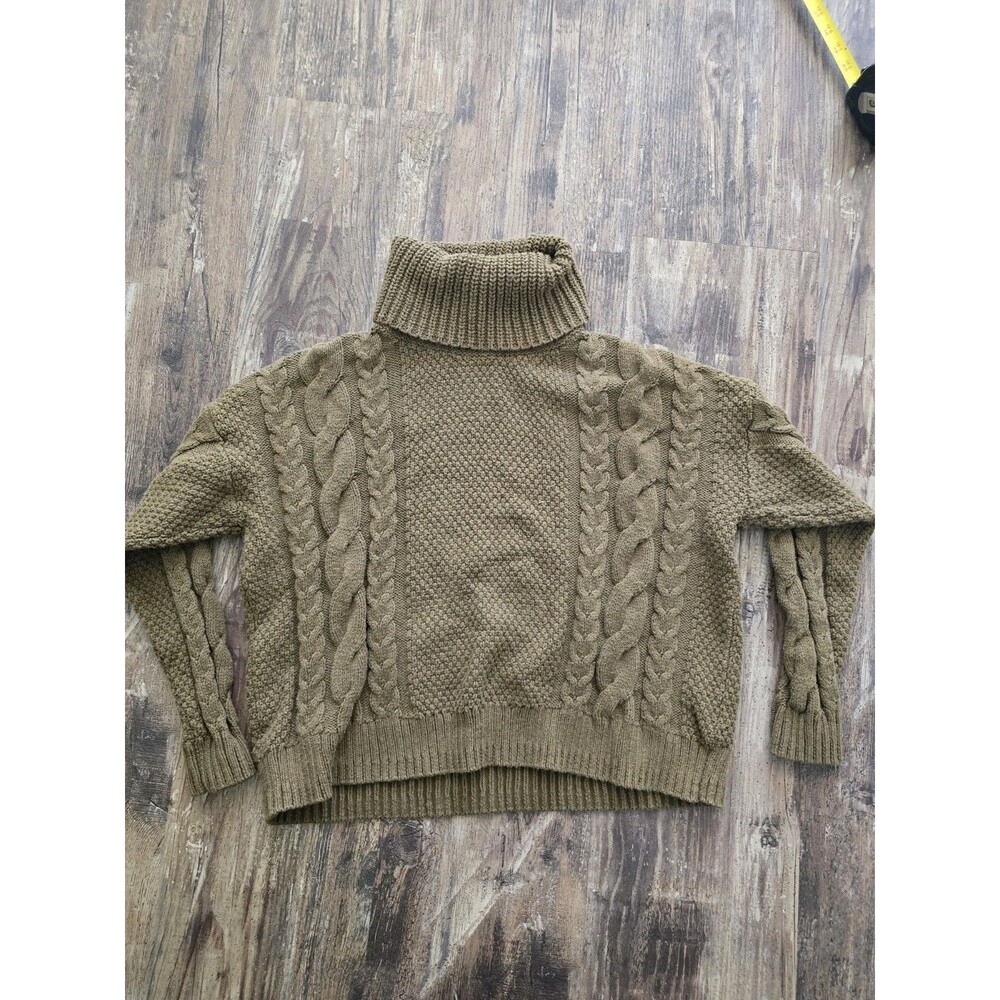 Madewell Olive Green Cable Knit Sweater Womens Size Medium Chunky Fisherman...